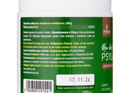 Pokusa Raw Diet Line Psyllium 100g – Natural Fiber Supplement, Supports Healthy Digestion