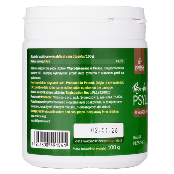 Pokusa Raw Diet Line Psyllium 100g – Natural Fiber Supplement, Supports Healthy Digestion