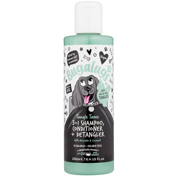 Bugalugs Tangle Tame 3in1 Shampoo – Conditioning and Detangling Formula, Avocado Coconut Scent, 250ml