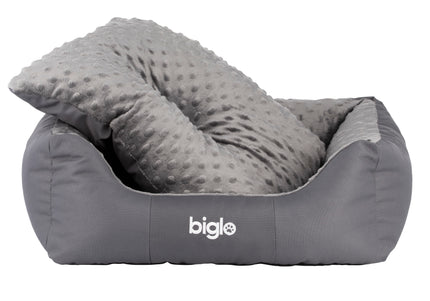 Biglo Bed Milano Minky Gray – Plush Large Dog Bed with Soft Minky Fabric, Comfortable Design