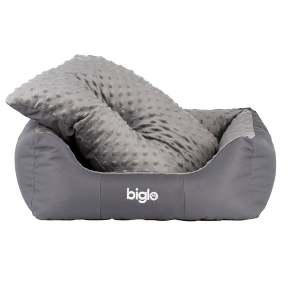 Biglo Bed Milano Minky Gray – Plush Large Dog Bed with Soft Minky Fabric, Comfortable Design