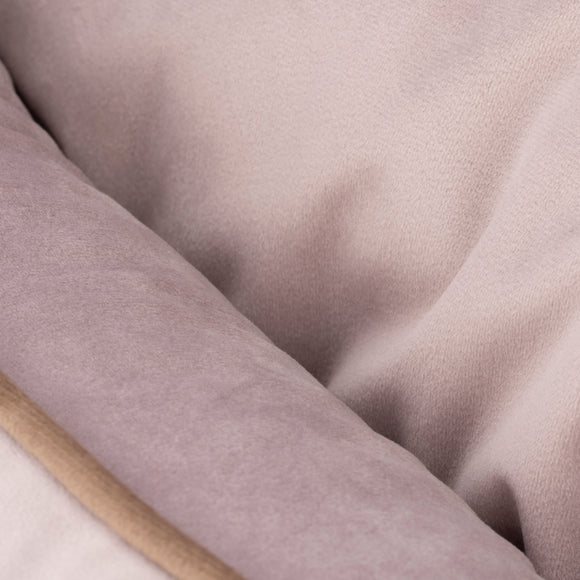 Biglo Velur Love Lux Pink Velvet Bed – Medium, Soft Cushion with Dusty Pink Piping