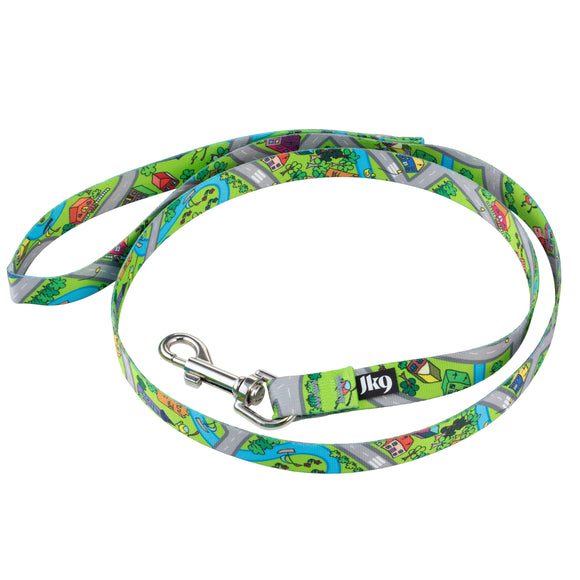 Julius-K9 MoreColor Basic Leash – 120cm Durable Tape, Colorful Town Pattern