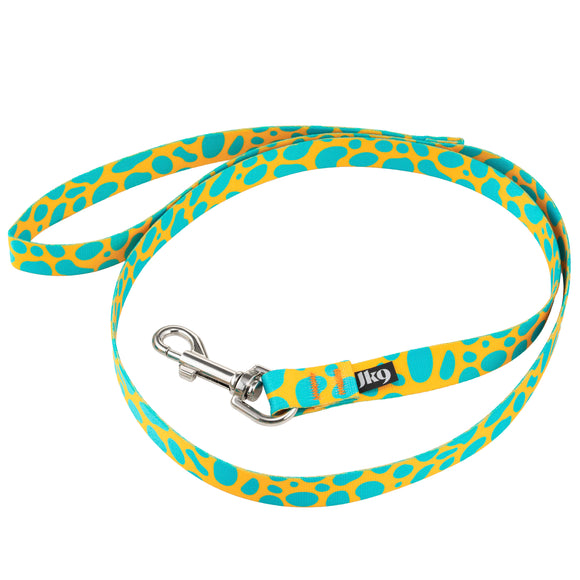 Julius-K9 MoreColor Basic Leash Leopard 120cm – Durable Tape Lead, Yellow and Turquoise Design