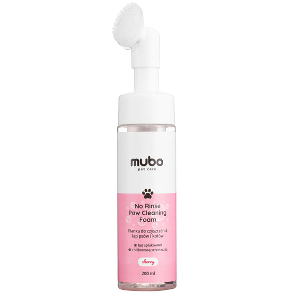 Mubo No Rinse Paw Cleaning Foam Cherry 200ml – Quick-Clean Wash, Gentle Cherry Scent