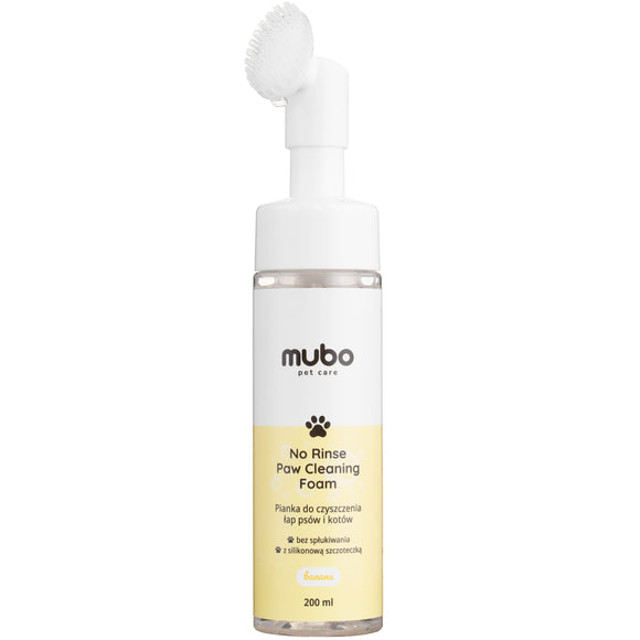 Mubo No Rinse Paw Cleaning Foam – Banana Scent, 200ml, Quick Wash Formula