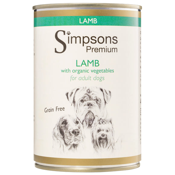 Simpsons Premium Lamb Casserole Wet Dog Food – Tender Lamb Recipe, 6 x 400g Cans