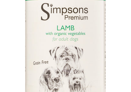Simpsons Premium Adult Lamb Casserole Wet Dog Food – Tender Grain-Free Recipe, 24 x 400g Cans