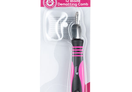 Blovi 12 Blade Dematting Comb – Stainless Steel Teeth, Smooth Tangle Removal Tool