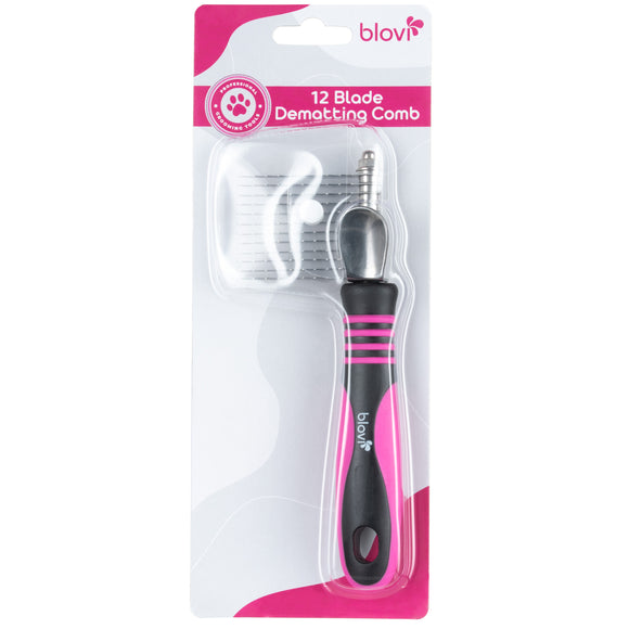 Blovi 12 Blade Dematting Comb – Stainless Steel Teeth, Smooth Tangle Removal Tool
