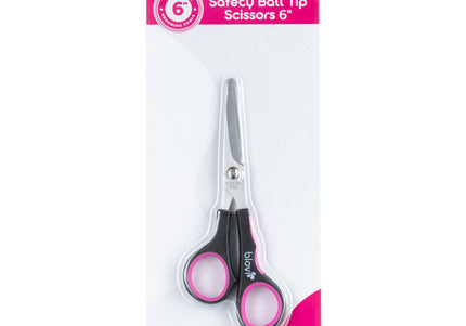Blovi Safety Ball Tip Grooming Scissors 6" – Straight Micro-Sanding Blades, Safe Precision Cutting