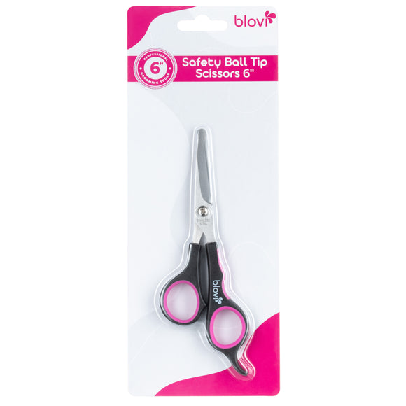 Blovi Safety Ball Tip Grooming Scissors 6" – Straight Micro-Sanding Blades, Safe Precision Cutting