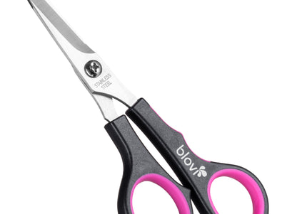 Blovi Safety Ball Tip Grooming Scissors 6" – Straight Micro-Sanding Blades, Safe Precision Cutting