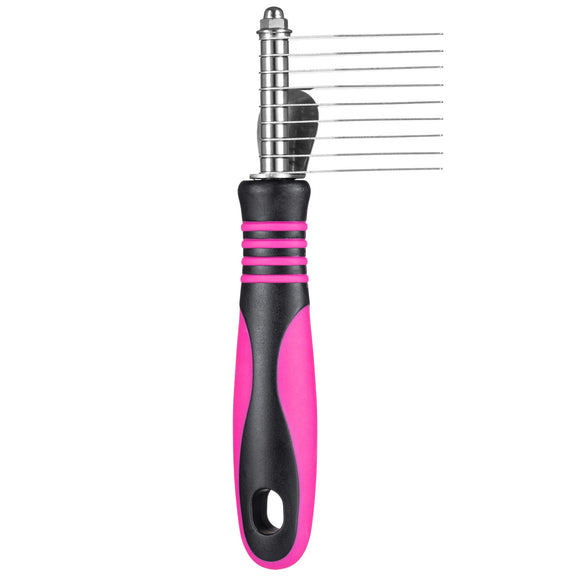 Blovi 9-Blade Dematting Comb – Stainless Steel Teeth, Side Felt Grip, Removes Tangles Easily