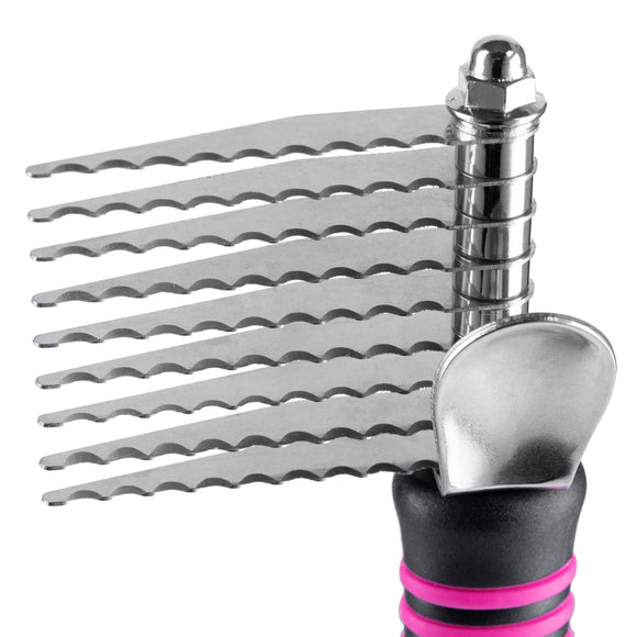 Blovi 9-Blade Dematting Comb – Stainless Steel Teeth, Side Felt Grip, Removes Tangles Easily