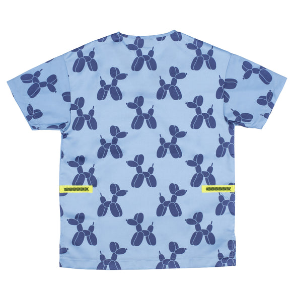 Artero Denver Grooming Smock Blue – Unisex Sweatshirt with Velcro Waist and Balloon Poodle Design, XS