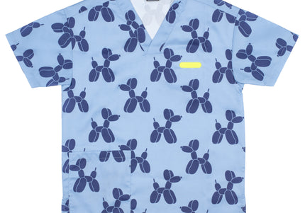 Artero Denver Grooming Smock Blue – Unisex Sweatshirt with Velcro Waist and Balloon Poodle Design, XS