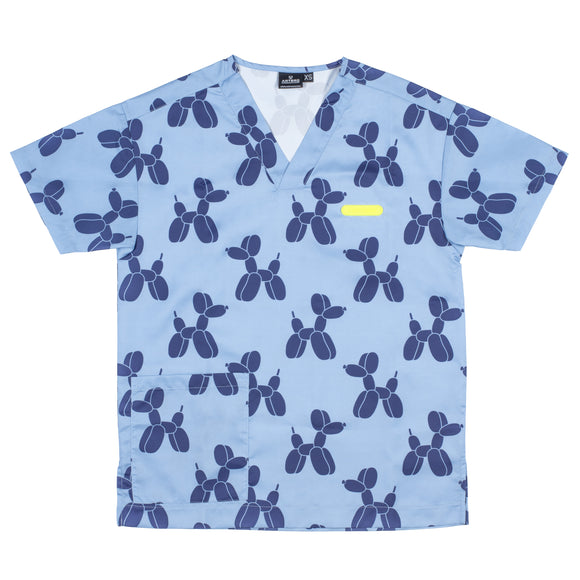 Artero Denver Grooming Smock Blue – Unisex Sweatshirt with Velcro Waist and Balloon Poodle Design, XS