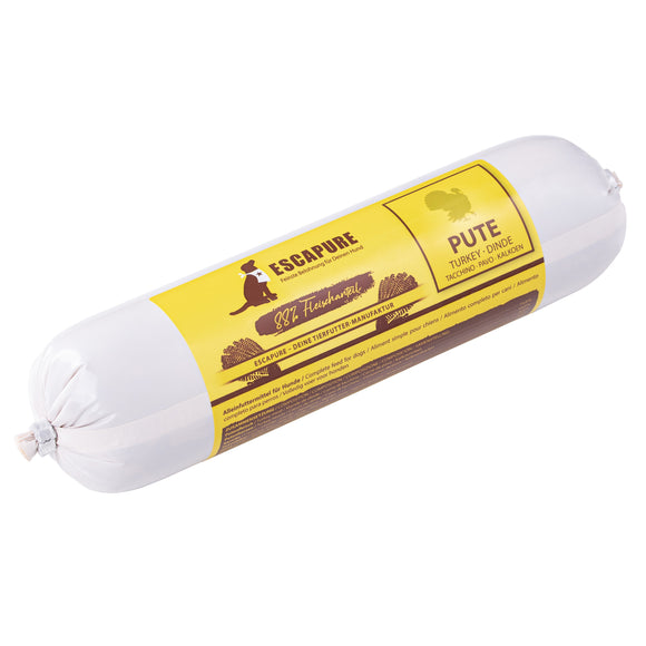 Escapure Pute Wurst Wet Dog Food – Turkey Meat Bar, 400g, Protein-Rich Recipe
