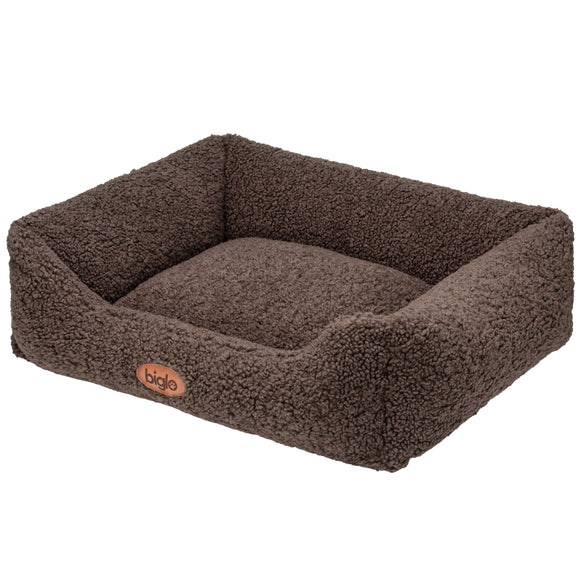 Biglo Fizzy Chocolate Lamb Bed – Plush Large Sofa-Style Pet Lounger, Soft Fleece Comfort