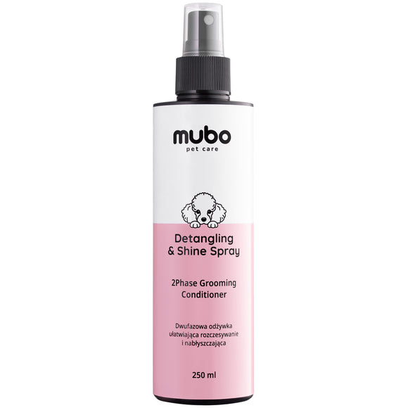Mubo Detangling & Shine Spray 250ml – Two-Phase Conditioning Formula, Eases Combing and Boosts Coat Gloss