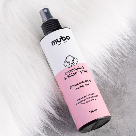 Mubo Detangling & Shine Spray 250ml – Two-Phase Conditioning Formula, Eases Combing and Boosts Coat Gloss