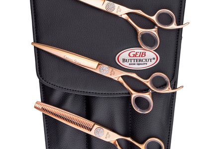 Geib Crystal Gold Grooming Scissors Set – 7.5" Straight and 36T Thinning, Japanese Stainless Steel