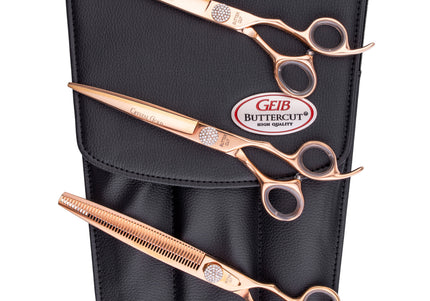 Geib Crystal Gold Grooming Scissors Set – 7.5" Straight and 50T Thinning, Japanese Stainless Steel