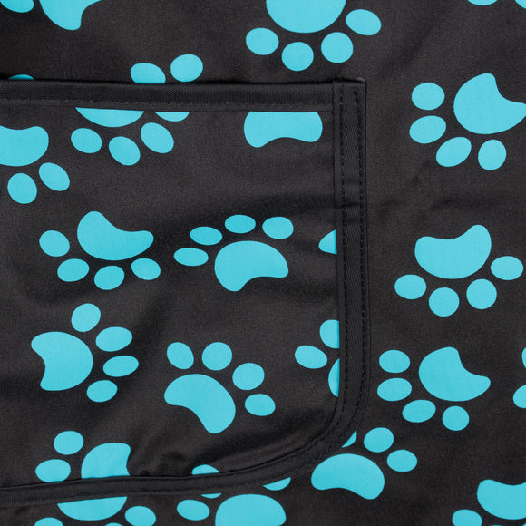 Wahl Paw Apron – Black Grooming Apron with Blue Paw Print Design, Lightweight and Durable