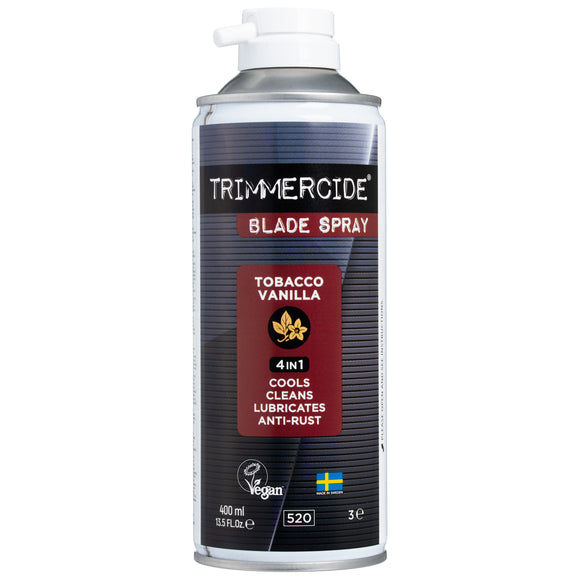 Trimmercide 4-in-1 Blade Spray 400ml – Tobacco & Vanilla Scent, Cleans and Maintains Blades