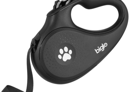 Biglo Ergo Black Retractable Leash – Automatic Medium Lead with Ergonomic Handle