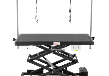 Blovi Upper Pro Black Lift Grooming Table with Outlet and Shelf