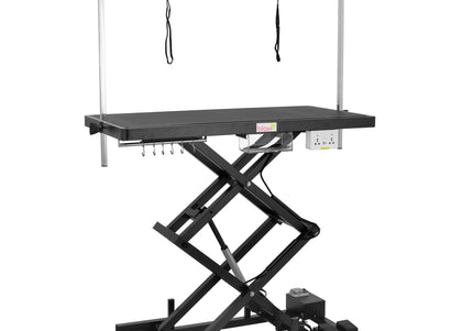Blovi Upper Pro Black Lift Grooming Table with Outlet and Shelf