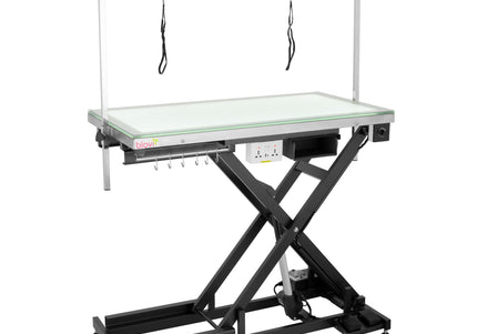 Blovi Luminous Pro Black Grooming Table with Lift and Illuminated LED Glass Top
