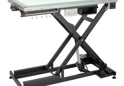 Blovi Luminous Pro Black Grooming Table with Lift and Illuminated LED Glass Top