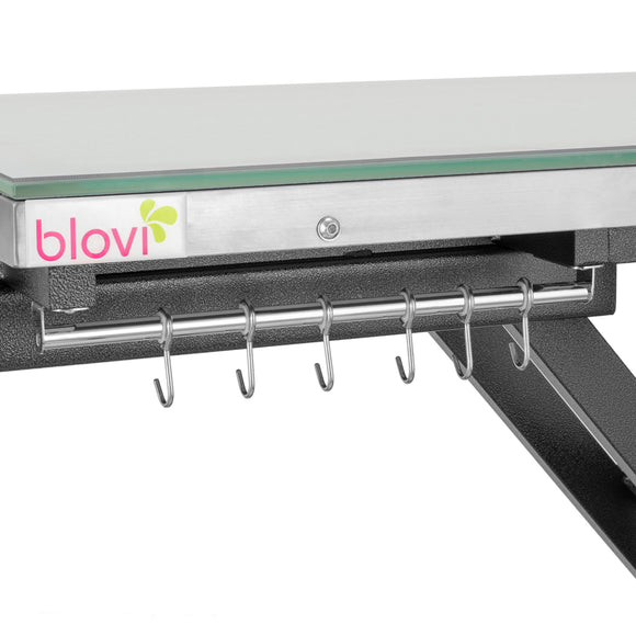 Blovi Luminous Pro Black Grooming Table with Lift and Illuminated LED Glass Top