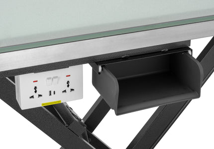 Blovi Luminous Pro Black Grooming Table with Lift and Illuminated LED Glass Top