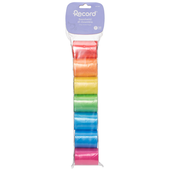 Record Rainbow Mini Unscented Colourful Dog Waste Bags, 7 x 20 Pack