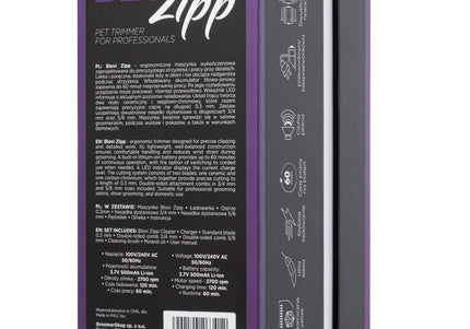 Blovi Zipp Cordless Finishing Clipper – Chrome Blade, Lightweight Black Design