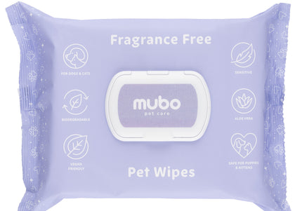 Mubo Fragrance Free Grooming Wipes – Unscented Aloe-Infused Large Wipes, 100 Pack