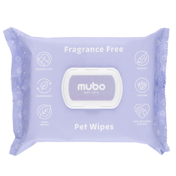 Mubo Fragrance Free Grooming Wipes – Unscented Aloe-Infused Large Wipes, 100 Pack