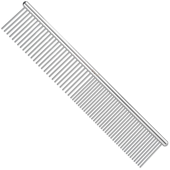 Blovi Basic Grooming Comb 19cm – Metal Construction with Mixed Pin Spacing, Lightweight Design