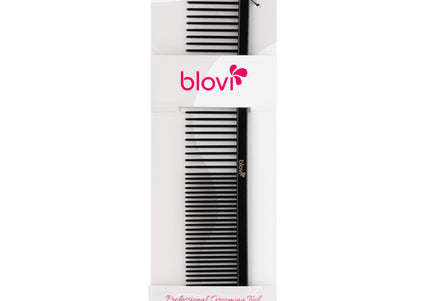 Blovi Antistatic Metal Grooming Comb 19cm – Mixed Pin Spacing, Smooth Tangle Removal