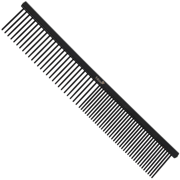 Blovi Antistatic Metal Grooming Comb 19cm – Mixed Pin Spacing, Smooth Tangle Removal