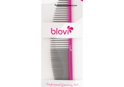 Blovi Ultralight Crescent Comb 16cm – Lightweight Semi-Circular Metal Grooming Comb, Mixed Pin Spacing