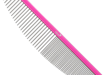Blovi Ultralight Crescent Comb 16cm – Lightweight Semi-Circular Metal Grooming Comb, Mixed Pin Spacing