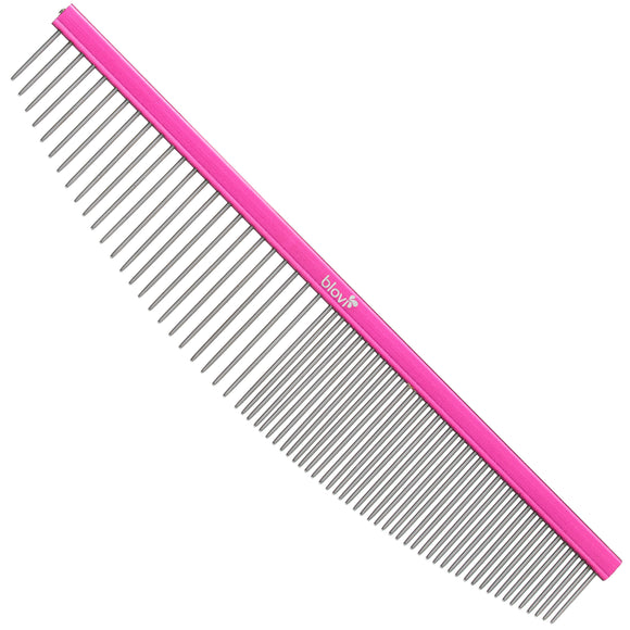 Blovi Ultralight Crescent Comb 16cm – Lightweight Semi-Circular Metal Grooming Comb, Mixed Pin Spacing