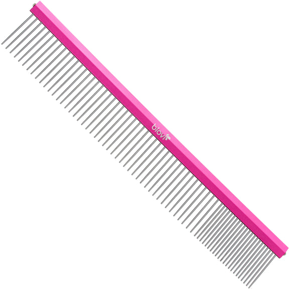 Blovi Ultralight Metal Grooming Comb 25cm – Lightweight Mixed Pin Spacing Design