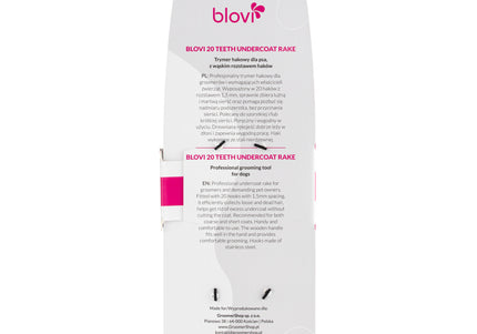 Blovi 20 Teeth Undercoat Rake – Narrow 1.5mm Hook Trimmer, Precision De-Shedding Tool
