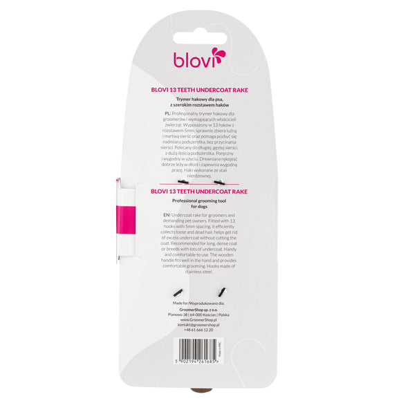 Blovi 13 Teeth Undercoat Rake – Wide-Spaced Hook Trimmer with 13 Precision Blades
